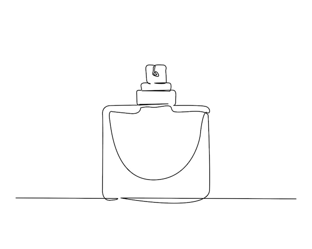 Dibujo continuo de una línea de botella de perfume en aerosol