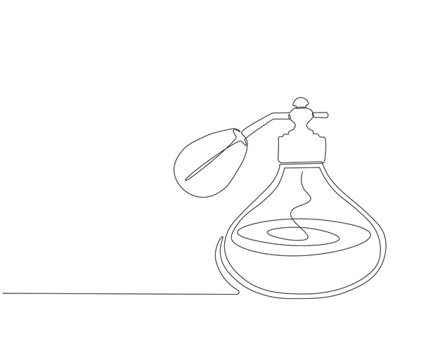 Dibujo continuo de una línea de botella de spray de perfume Dibujo de una línea Ilustración de un spray de Perfume vintage Concepto cosmético Un contorno de una línea Editable