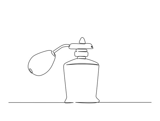 Dibujo continuo de una línea de botella de spray de perfume de elegancia