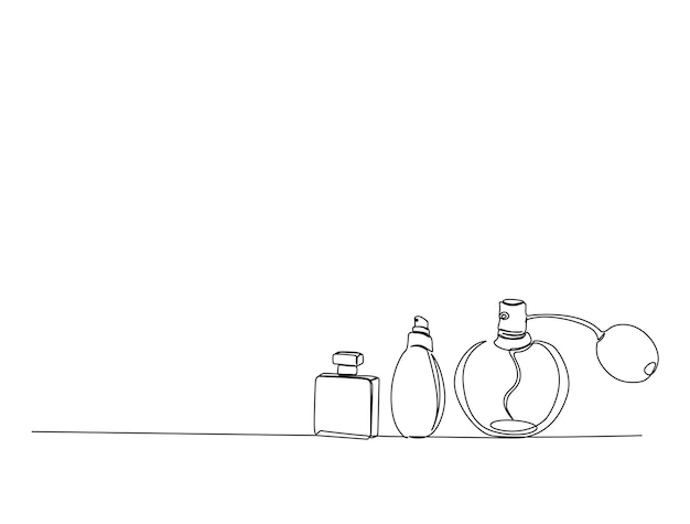 Dibujo continuo de una línea de botella de spray de perfume de elegancia