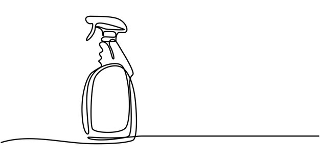 Dibujo continuo de una línea de botellas para detergente líquido para ropa blanqueador suavizante de telas
