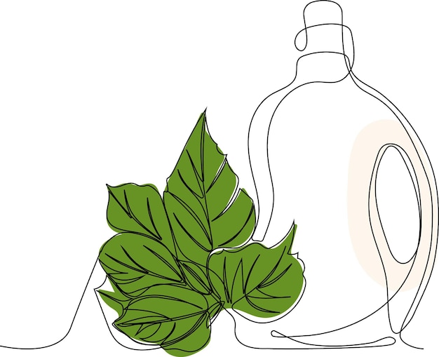 Vector dibujo continuo de una línea de botellas para detergente líquido para ropa, lejía, suavizante de telas, lavavajillas