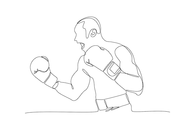 Dibujo continuo de una línea boxeadores luchadores de muai thai concepto de boxeo ilustración vectorial de doodle