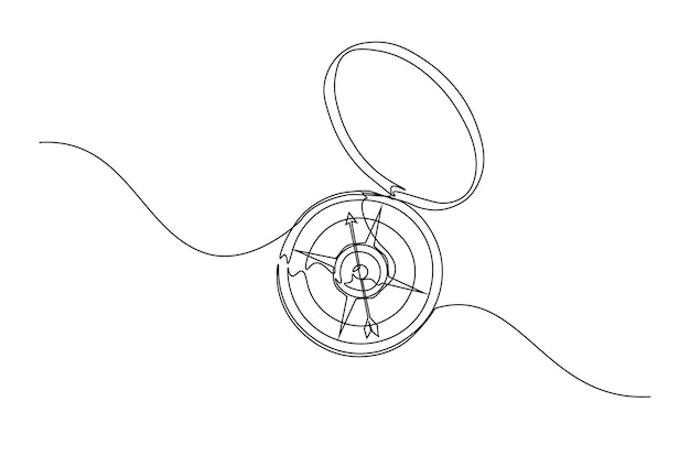 Dibujo continuo de una línea de brújula magnética