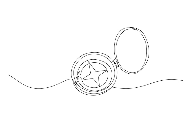 Dibujo continuo de una línea de brújula magnética