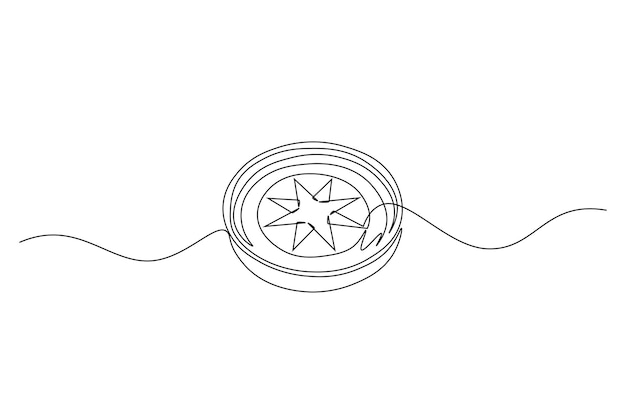 Dibujo continuo de una línea de brújula magnética