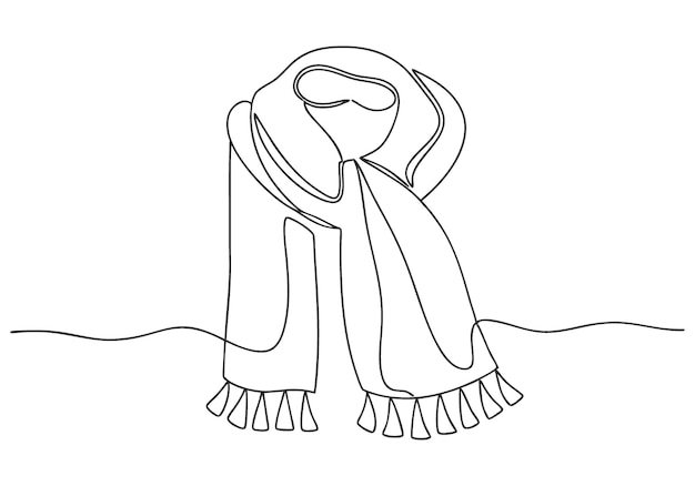 Dibujo continuo de una línea de una bufanda Arte de la moda minimalista