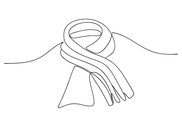 Dibujo continuo de una línea de una bufanda Arte de la moda minimalista