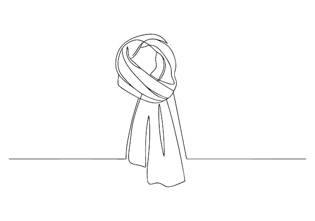 Dibujo continuo de una línea de una bufanda Arte de la moda minimalista