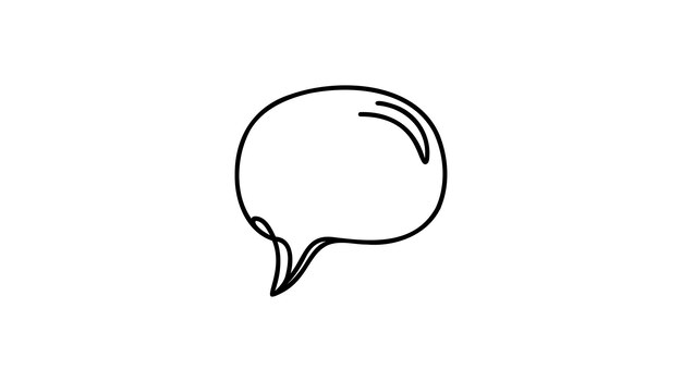 Dibujo continuo de una línea de burbuja de habla Gráficos vectoriales en blanco y negro Ilustración lineal minimalista