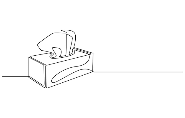 Dibujo continuo de una línea de la caja de tejidos