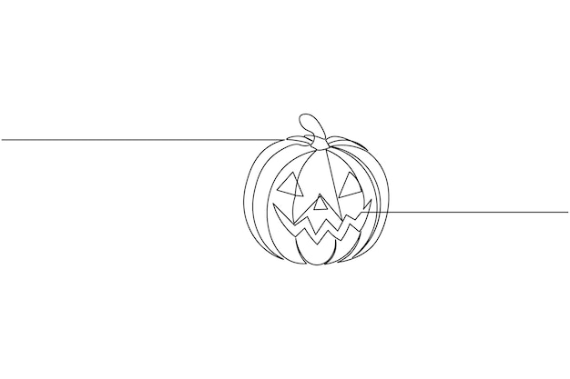 Dibujo continuo de una línea de calabaza y ilustración vectorial de contorno aislado de estilo minimalista