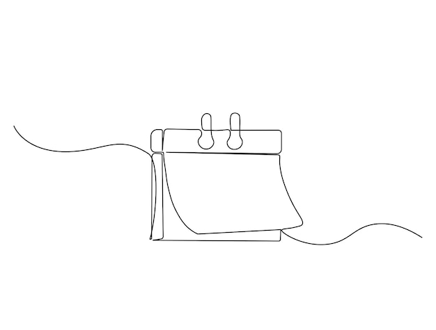 Dibujo continuo de una línea de calendario de escritorio vacío de hoja suelta