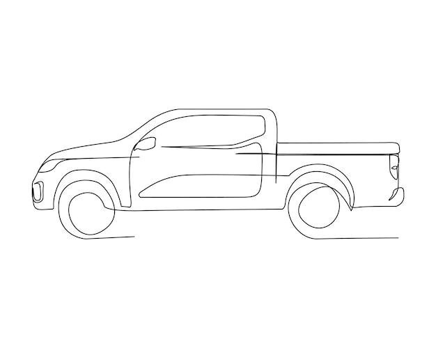 Dibujo continuo de una línea de camión moderno Ilustración de vector de arte de línea de camión Esquema editable