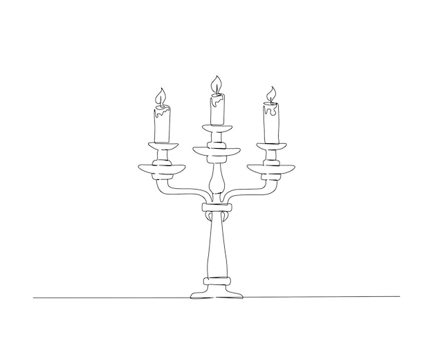 Dibujo continuo de una línea de candelabro vintage