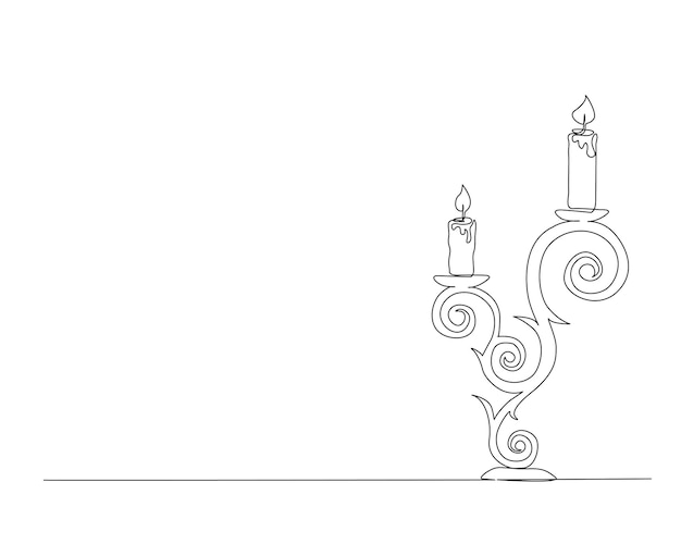 Dibujo continuo de una línea de candelabro vintage