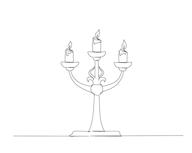 Dibujo continuo de una línea de candelabro vintage