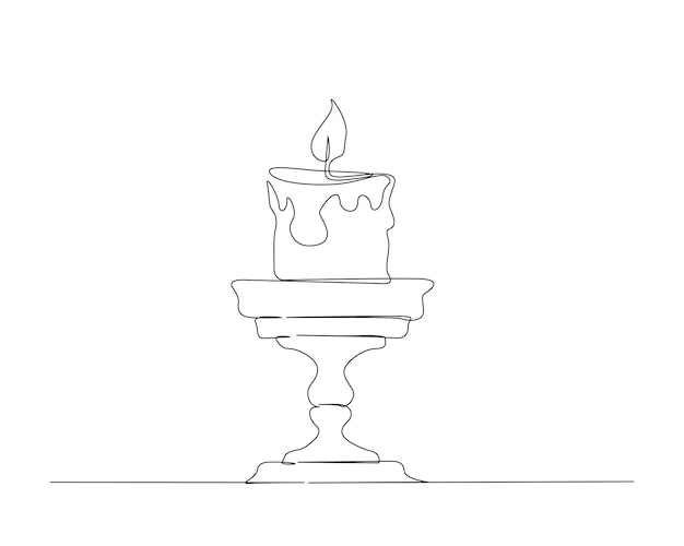 Dibujo continuo de una línea de candelabro vintage
