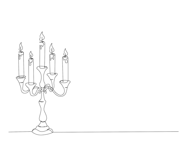 Dibujo continuo de una línea de candelabro vintage