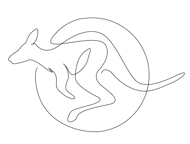 Dibujo continuo de una línea de canguro ilustración simple de un canguro de pie vector de arte de línea
