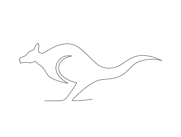 Dibujo continuo de una línea de canguro. ilustración simple del vector de arte de línea de canguro de pie