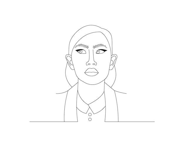 Dibujo continuo de una línea de la cara de una hermosa mujer con el contorno de una mariposa