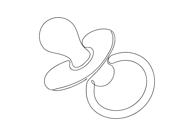 Dibujo continuo en una línea de un chupete para bebés Arte minimalista de accesorios para bebés