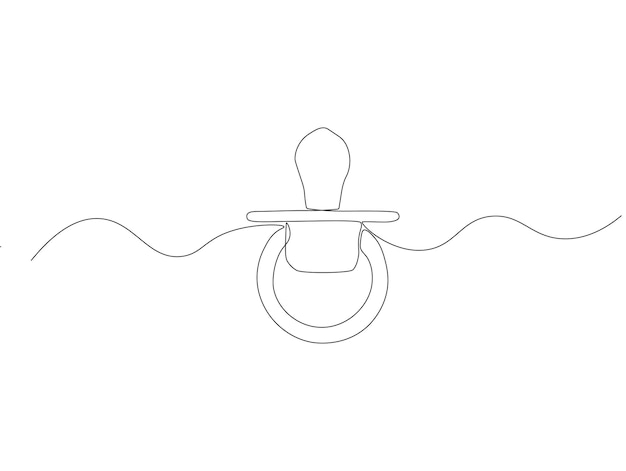 Dibujo continuo de una línea de chupete para bebés Ilustración de dibujo continuo de un chupette para bebés Concepto de producto de cuidado de bebés Arte de línea continua Esbozo editable