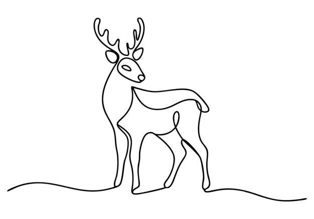 Dibujo continuo en una línea de un ciervo Arte minimalista de la vida silvestre
