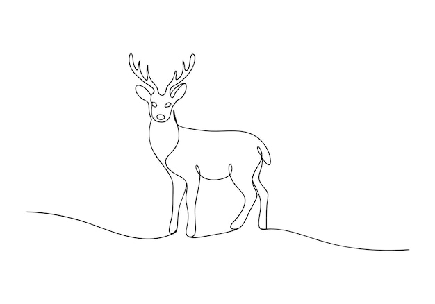 Dibujo continuo en una línea de un ciervo Arte minimalista de la vida silvestre