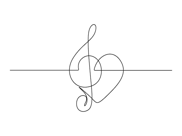 Dibujo continuo de una línea de una clave aguda aislada en una ilustración vectorial de fondo blanco