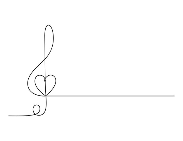 Dibujo continuo de una línea de una clave aguda aislada en una ilustración vectorial de fondo blanco