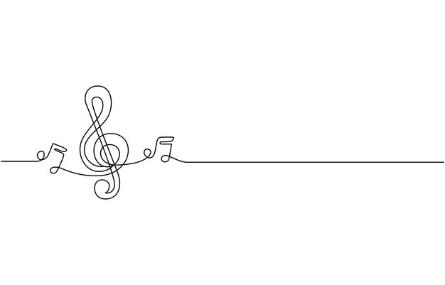 Un dibujo continuo de una línea clave aguda tecla musical aislada en ilustración vectorial de fondo blanco