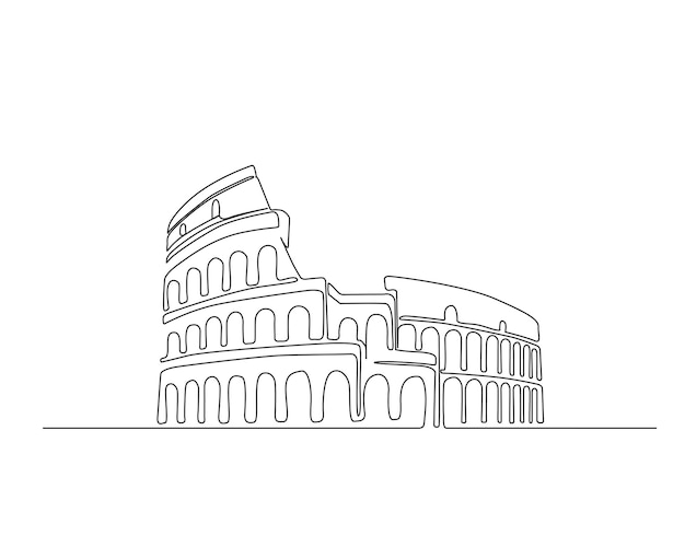 Dibujo continuo de una línea del Coliseo Roma Landmark