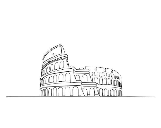 Dibujo continuo de una línea del Coliseo Roma Landmark