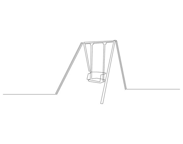 Dibujo continuo de una línea de columpio Dibujo contínuo de una línea Ilustración de un columpio para niños Concepto de juego infantil Arte de línea continua Esbozo editable