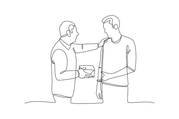Dibujo continuo de una línea El concepto del Acto de Dar Ilustración vectorial de Doodle