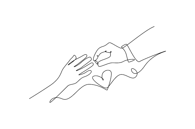 Dibujo continuo de una línea concepto de boda Ilustración vectorial de Doodle