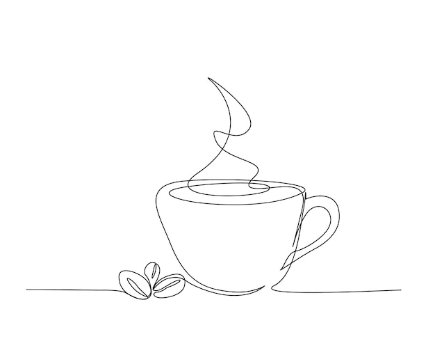 Dibujo continuo de una línea del concepto de comida y bebida de taza de café