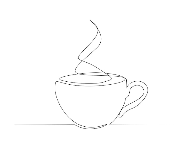 Dibujo continuo de una línea del concepto de comida y bebida de taza de café