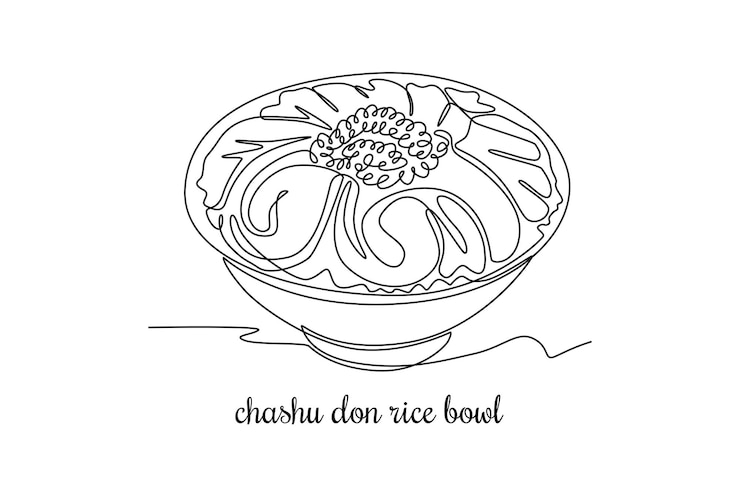 Vector dibujo continuo de una línea concepto de comida japonesa diseño de dibujo de una sola línea ilustración gráfica vectorial