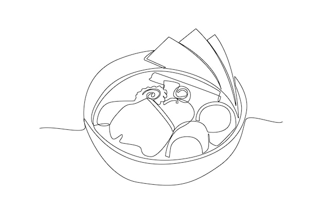 Dibujo continuo de una línea Concepto de comida japonesa Diseño de dibujo de una sola línea Ilustración gráfica vectorial