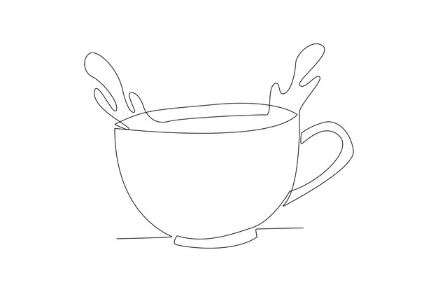 Dibujo continuo de una línea Concepto del día internacional del café. Ilustración de vector de garabato.