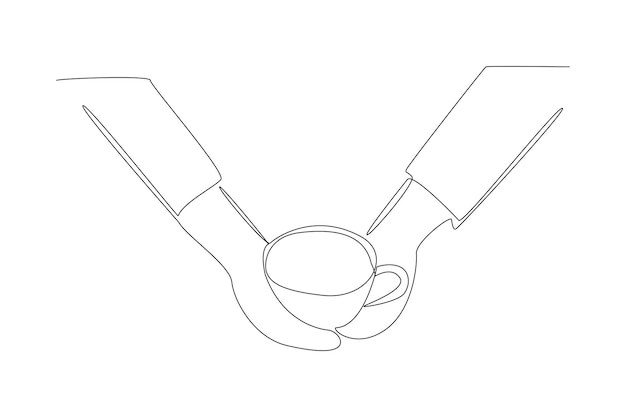 Dibujo continuo de una línea Concepto del día internacional del café. Ilustración de vector de garabato.