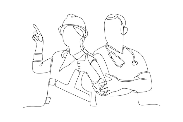 Dibujo continuo de una línea concepto del Día del Trabajo Diseño de dibujo de una sola línea ilustración gráfica vectorial