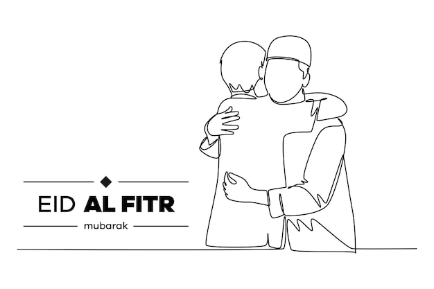 Dibujo continuo de una línea concepto de Eid alFitr Ilustración vectorial de Doodle