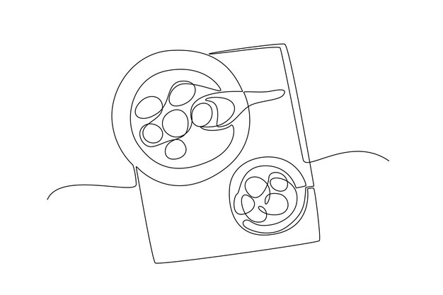 Dibujo continuo de una línea Concepto del festival Dongzhi Ilustración vectorial de Doodle