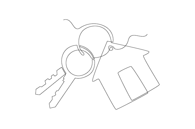 Dibujo continuo de una línea Concepto de negocio inmobiliario Ilustración vectorial de Doodle