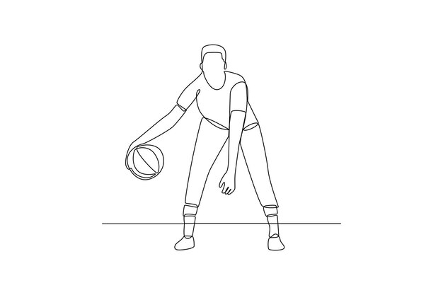 Dibujo continuo de una línea Concepto de pelota de baloncesto Ilustración vectorial de Doodle