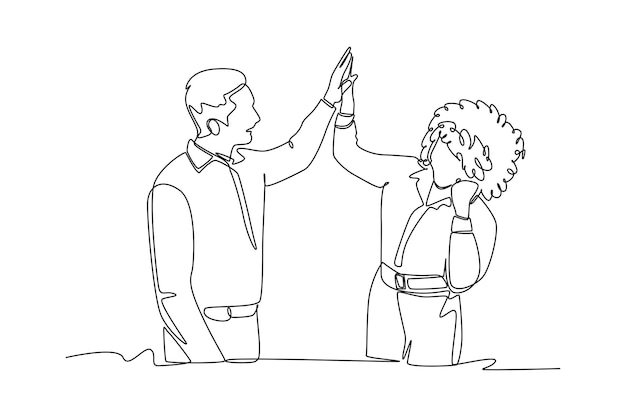 Dibujo continuo de una línea Concepto de proceso de contratación Ilustración gráfica vectorial de diseño de dibujo de una sola línea